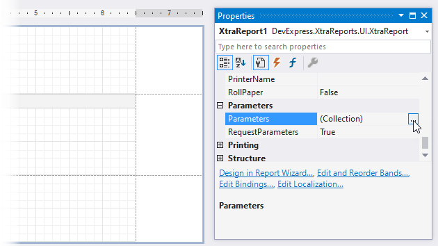 Create a parameter from the Properties window