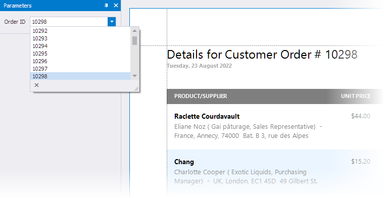 Use Query Parameters | Reporting | DevExpress Documentation