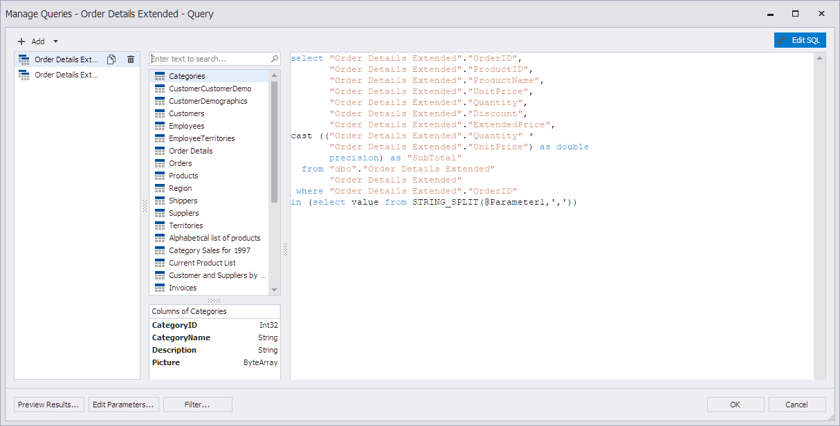 CustomSQL Query String