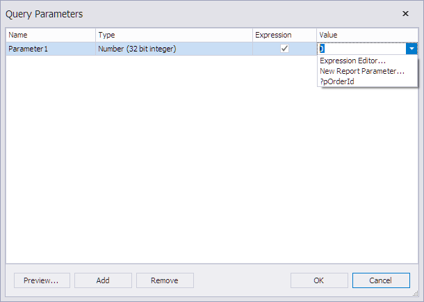 Query Parameters Dialog