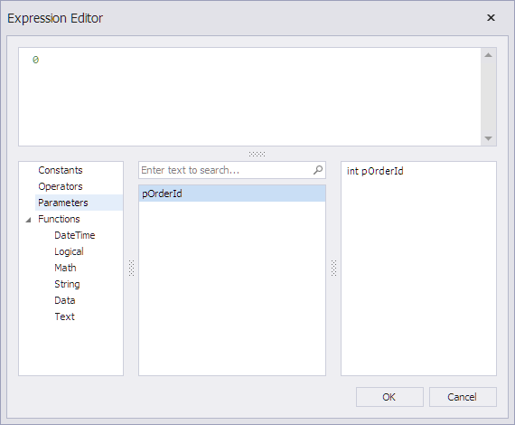 Query Parameters Dialog Expression Editor