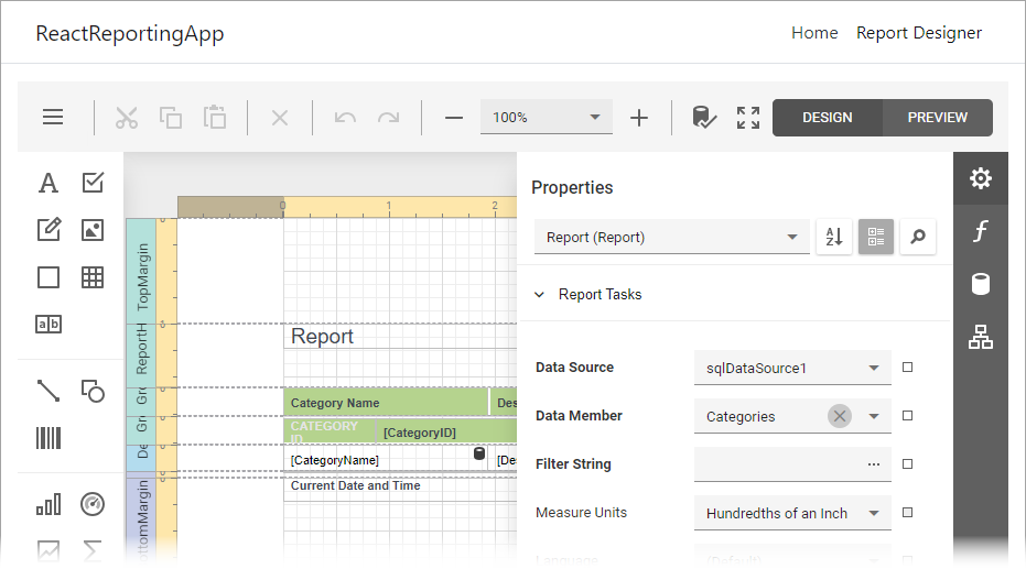 React Reporting Application with Web Report Designer