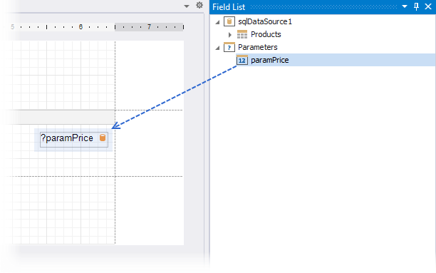 Drag and drop a report parameter