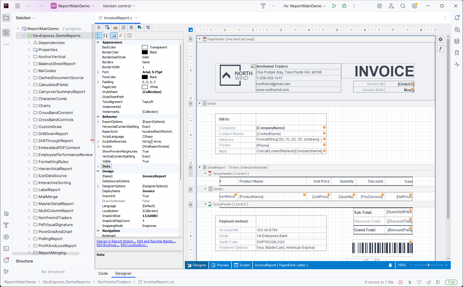 Report Designer for Rider