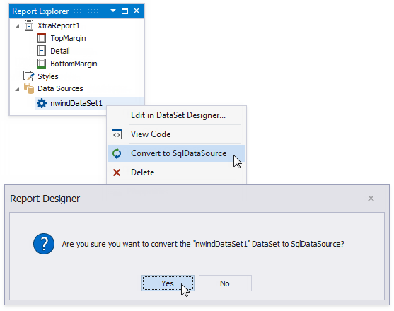 Convert DataSet to SqlDataSource