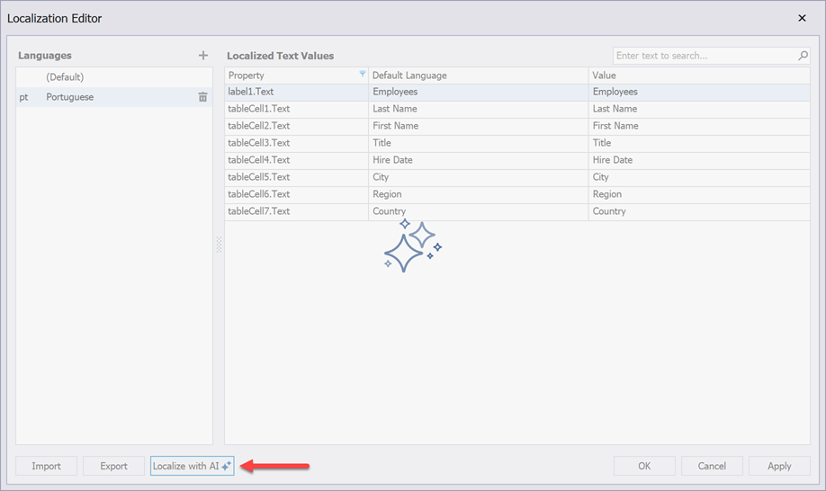 Localize with AI - Localization Editor, DevExpress
