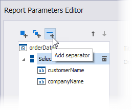 The Report Parameters Editor - Create a separator