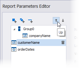 The Report Parameters Editor - Set up elements order