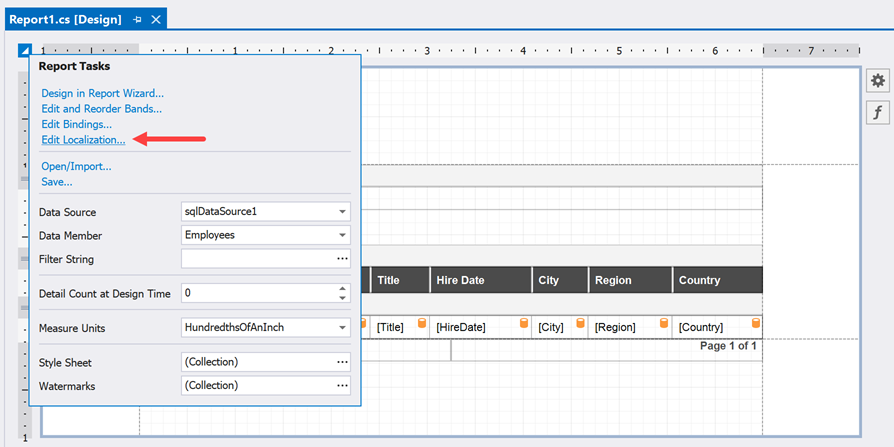 Open the Localization Editor - DevExpress Reports