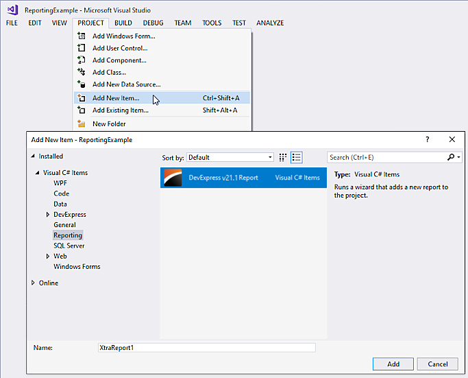 DevExpress Reporting Integration in Visual Studio | Reporting | DevExpress  Documentation