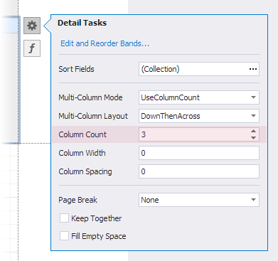 Detail Band Cccupies Three Columns