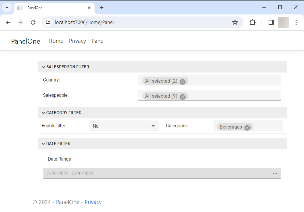 Standalone Report Parameters Panel in ASP.NET Core Application