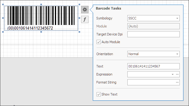 SSCC Bar Code Visual Studio Designer