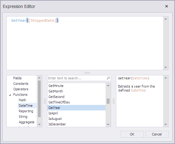 Calculated Field Expression Editor