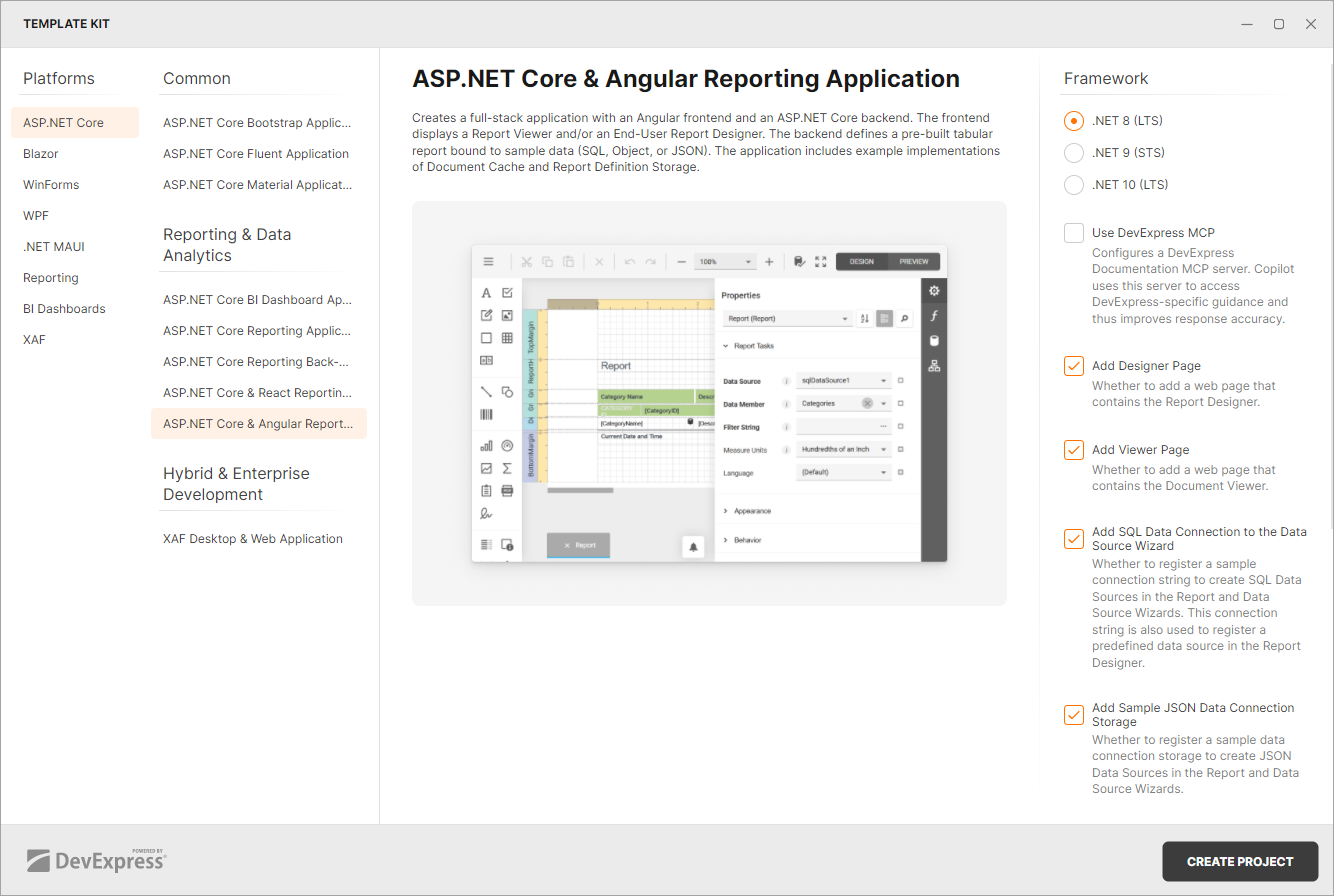 Project Template Kit - Angular Reporting Application