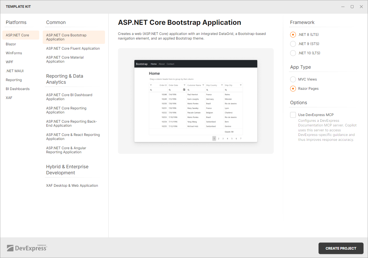 Template Kit - ASP.NET Core Bootstrap Application