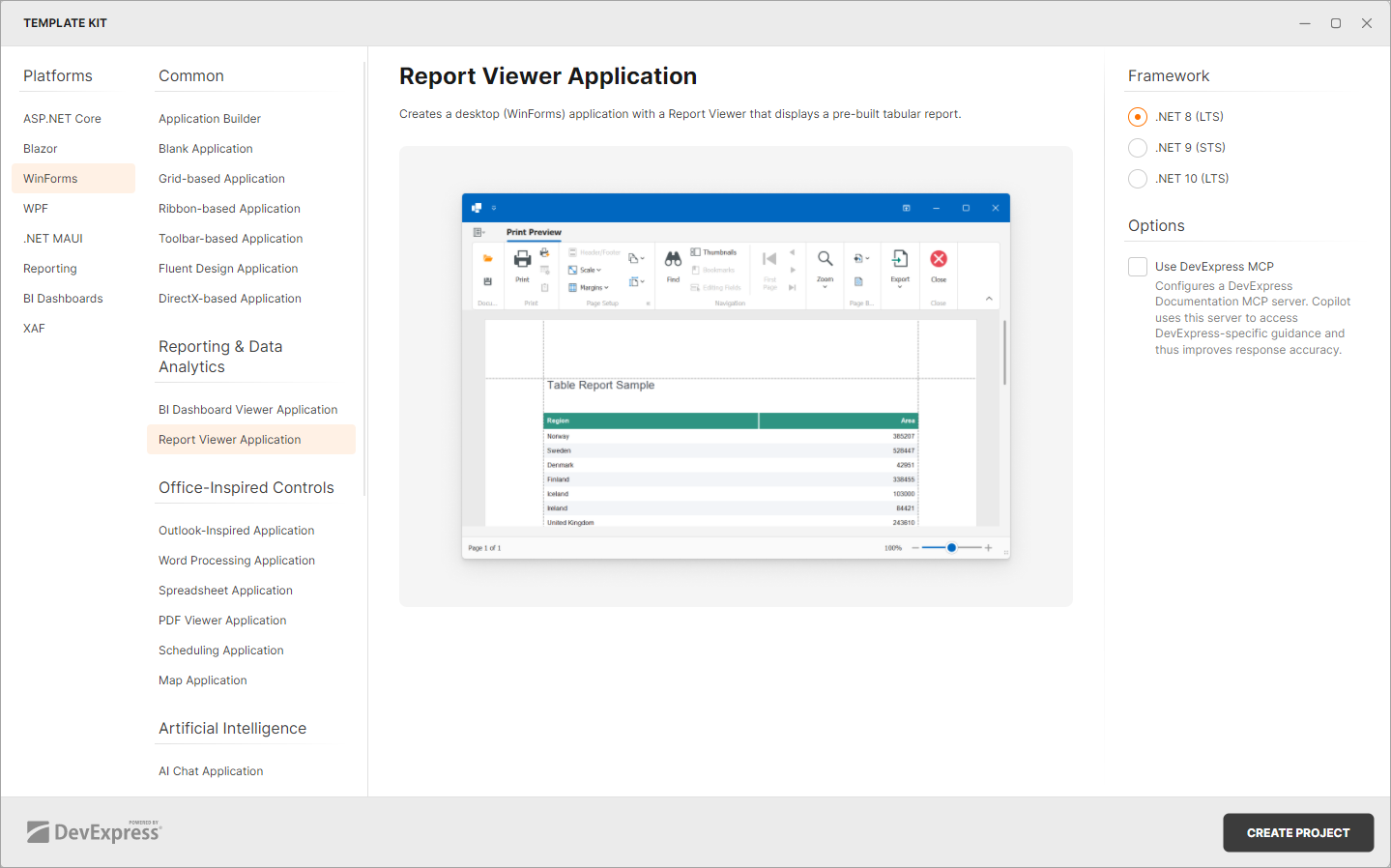 Project Template Kit - WinForms Report Viewer Application