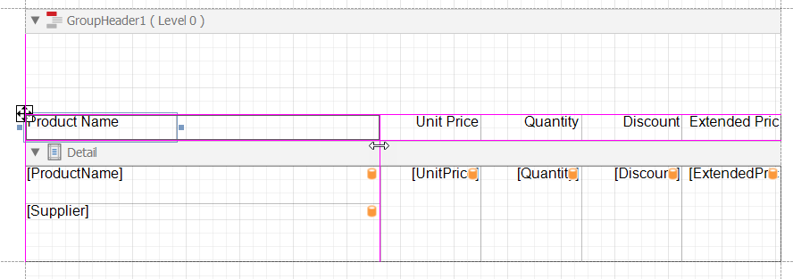 Adjust the widths of the header table cells