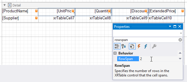 Set up rowspan for table cells