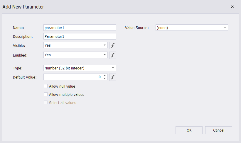 The Add New Parameter Dialog