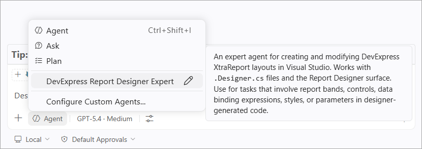 Agent picker in Visual Studio Code