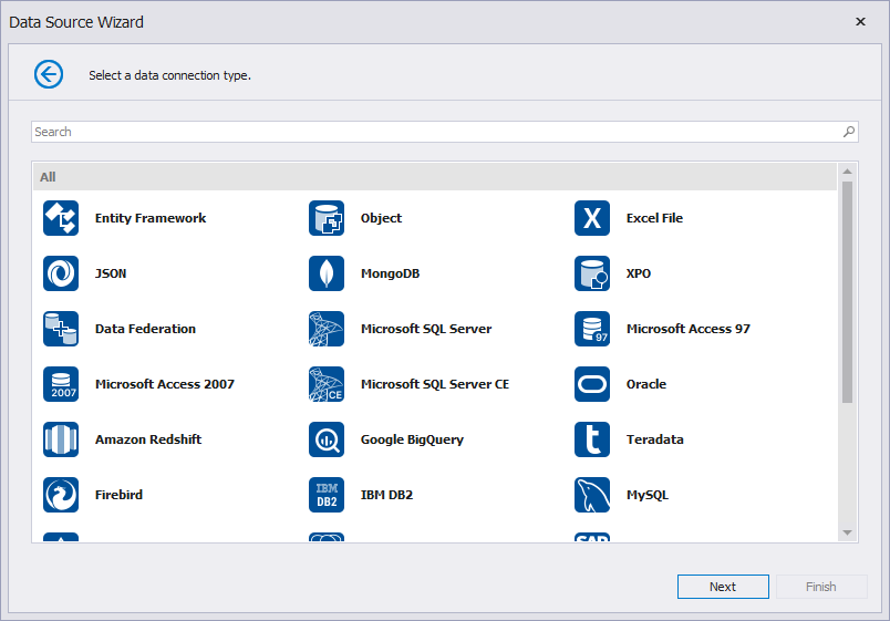 Select a Data Connection Type