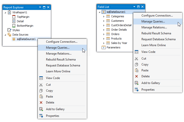 Invoke the Manage Queries Dialog