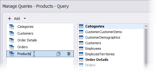 Manage Queries Dialog: Change an Item's Name