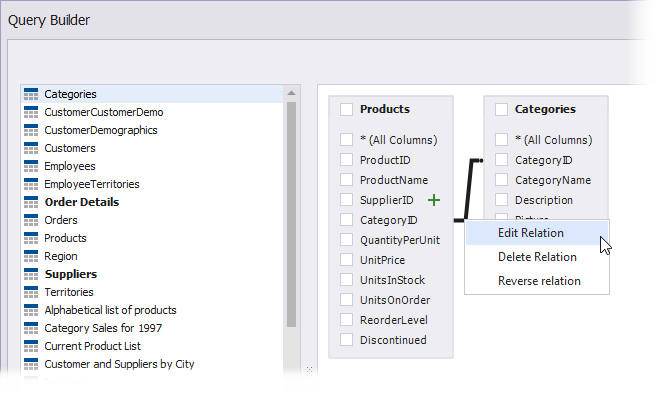 Query Builder: Edit Relation