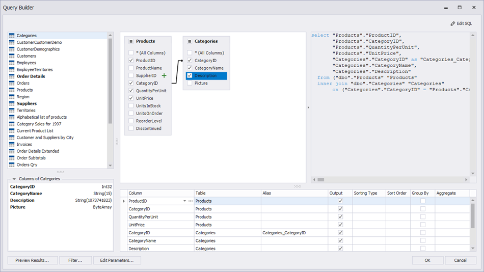 SQL Query Builder | Reporting | DevExpress Documentation