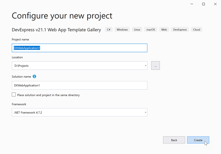  Web App Template Gallery Configure Project
