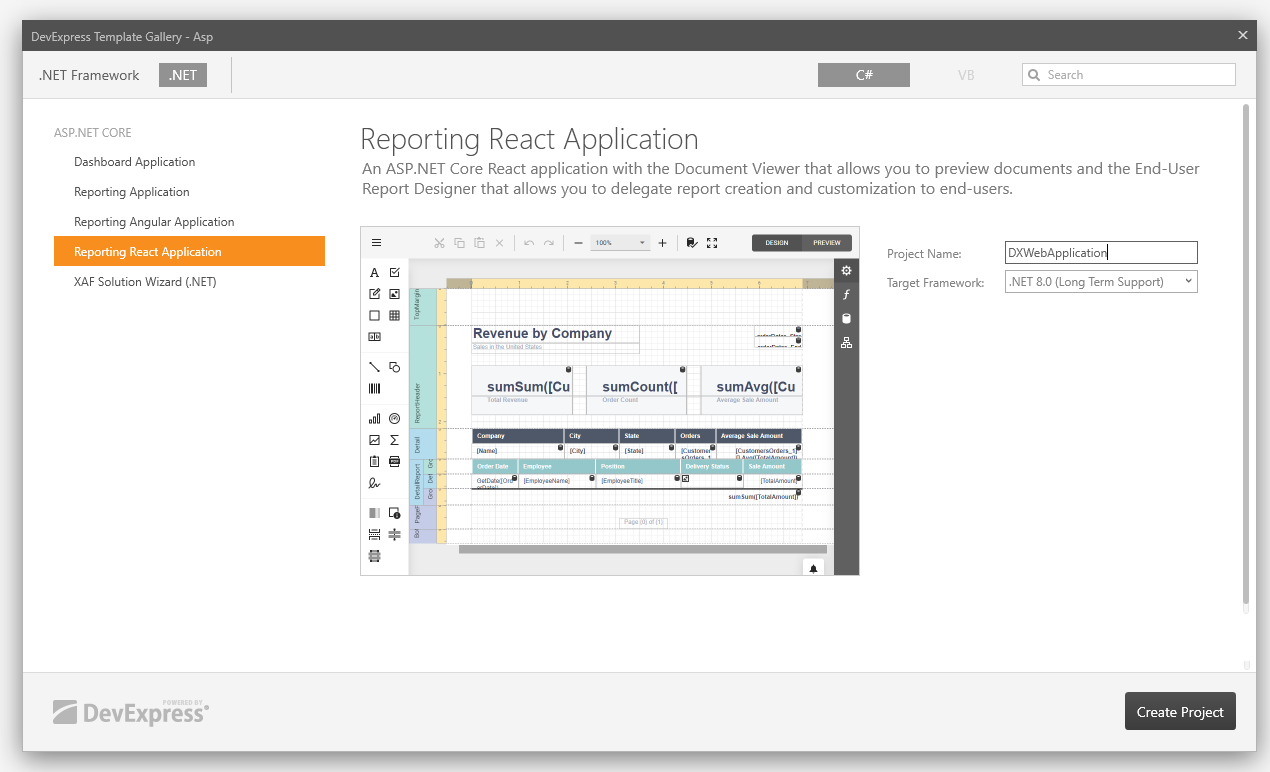 Crete a Reporting React Application