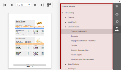 Web Document Viewer - Document Map Panel