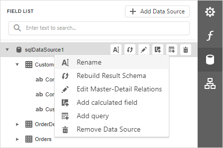 Web Report Designer - Context Menu for Data Sources