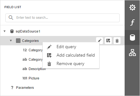 Web Report Designer - Context Menu for Queries