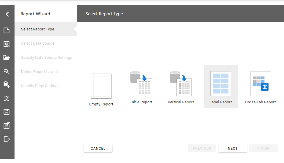 Web Report Wizard (Full Screen) Wizard Label Report