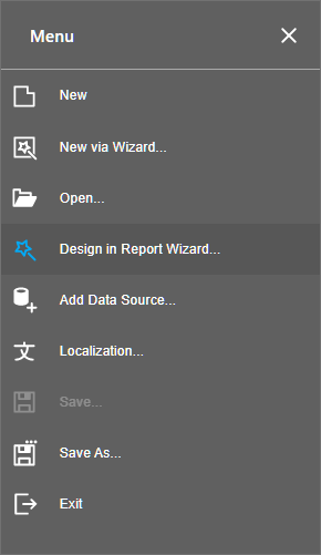 Report Wizard (Fullscreen) Menu Design in Report Wizard]