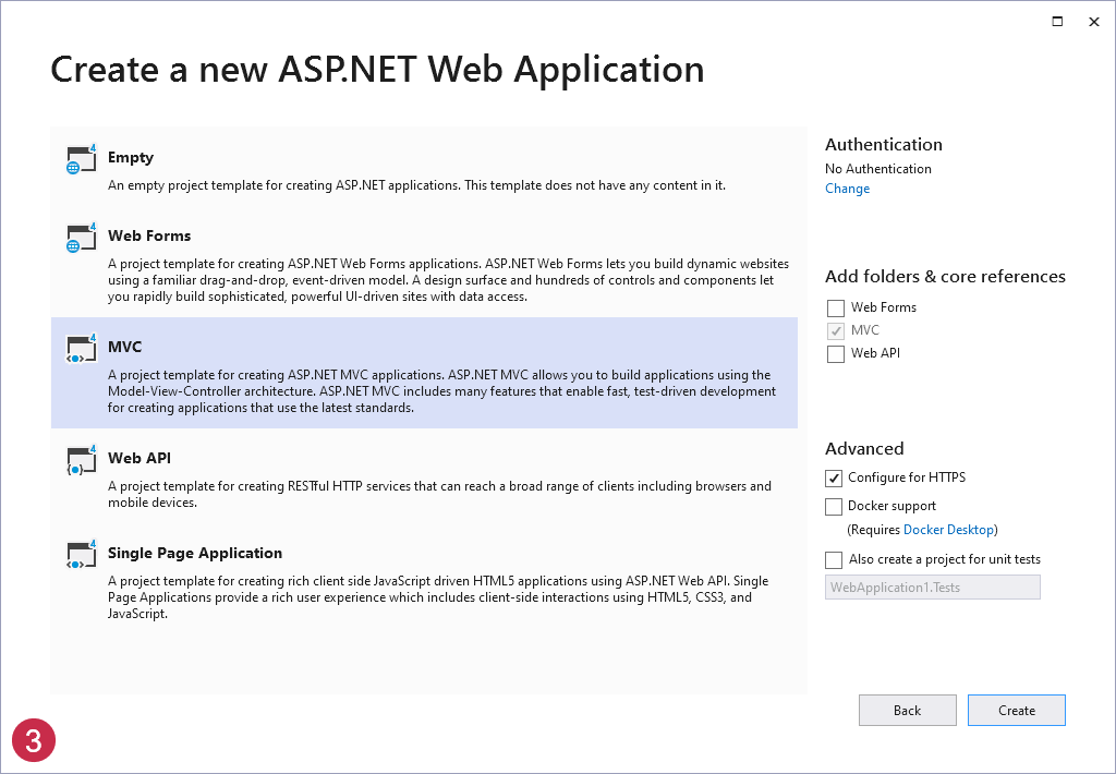 Create New ASP.NET MVC App