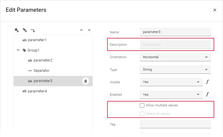 Parameter Editor - Hidden and Disabled Property Editors