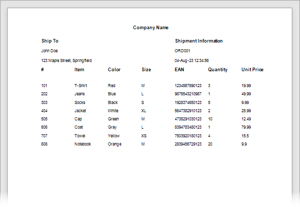 Web Report Designer - Report Preview with Test Data