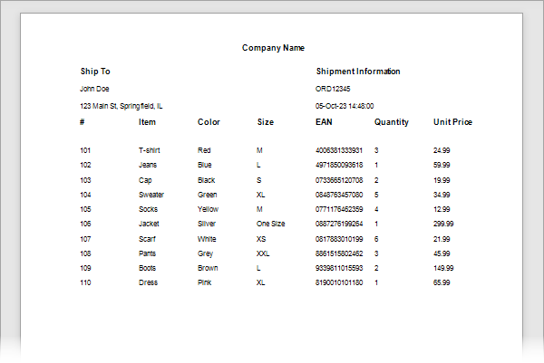Web Report Designer - Report Preview with Test Data
