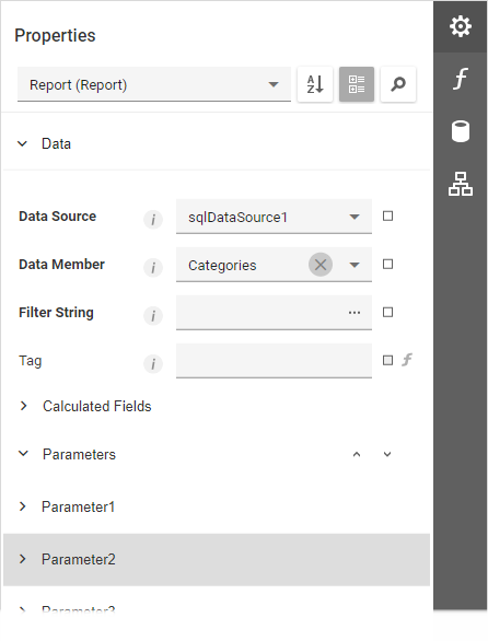 Web Report Designer - Add/delete Parameters buttons disabled in the Properties Panel