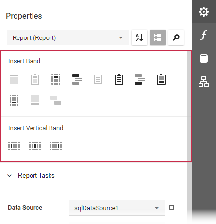 Web Report Designer - Properties Panel with Quick Actions