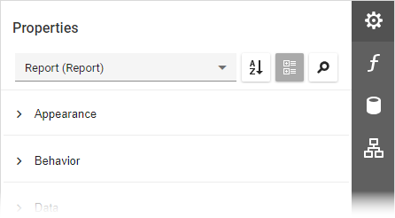 Web Report Designer - Properties Panel without Task Group