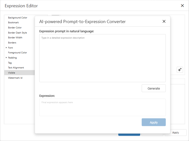 Web Report Designer - AI-powered Prompt-to-Expression Converter