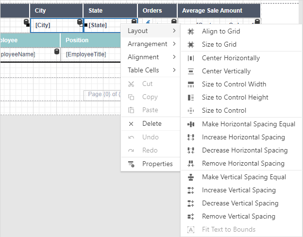 Web Report Designer - Align and Position Elements