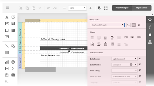 Web Report Designer - Properties Panel