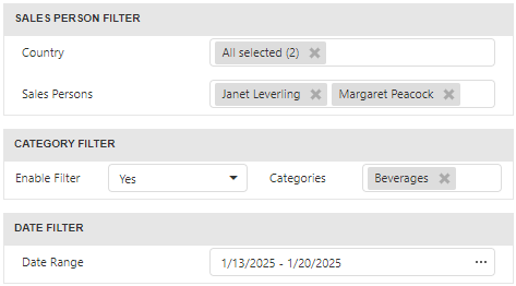 Standalone Report Parameters Panel