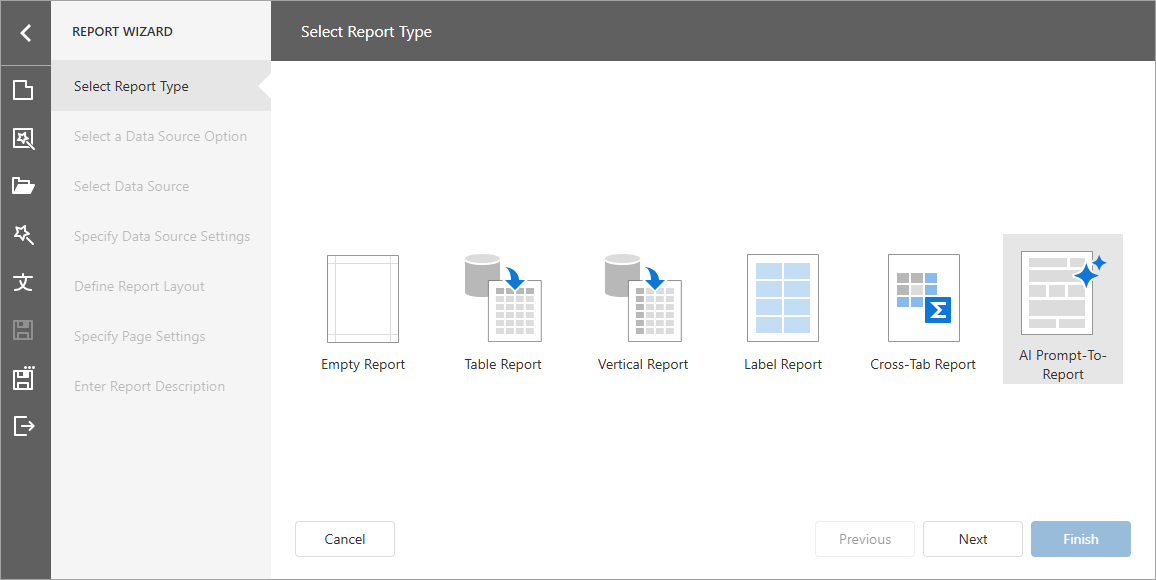 Web Report Designer - AI Prompt-to-Report Option in Report Designer