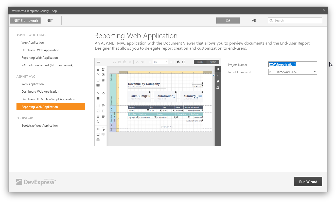 web-template-gallery-mvc-reporting-application